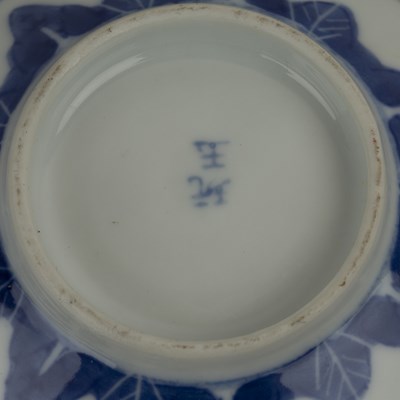 Lot 334 - Two blue and white porcelain paste pots...