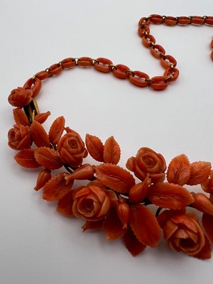 Lot 36 - A 19th century coral collar necklace, the...