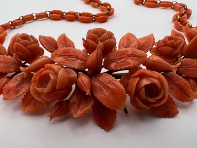 Lot 36 - A 19th century coral collar necklace, the...