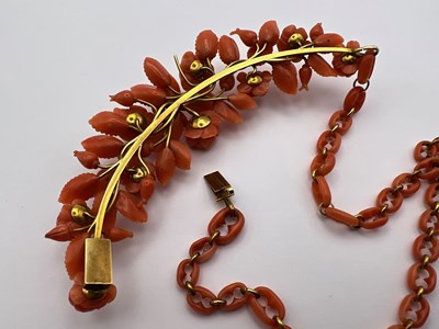 Lot 36 - A 19th century coral collar necklace, the...