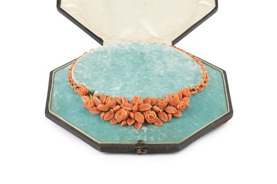 Lot 36 - A 19th century coral collar necklace, the...