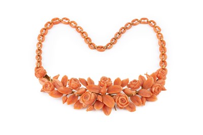 Lot 36 - A 19th century coral collar necklace, the...