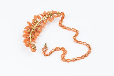 Lot 36 - A 19th century coral collar necklace, the...