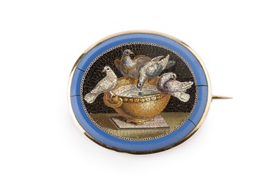Lot 38 - A 19th century micromosaic panel brooch, the...