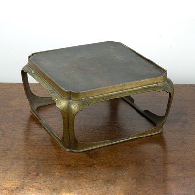 Lot 539 - Bronze stand Japanese, Meiji period of square...