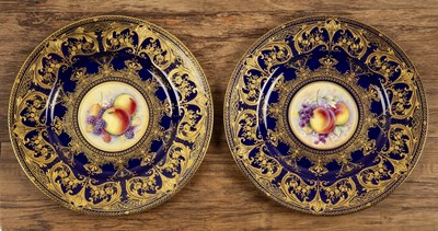 Lot 341 - Pair of Royal Worcester porcelain cabinet...