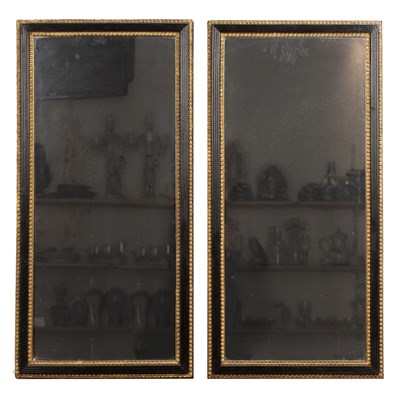 Lot 95A - Pair of oblong mirrors with black and gold...