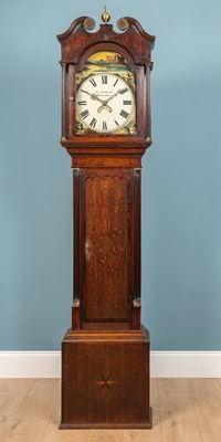 Lot 112 - An early 19th century oak and mahogany 30 hour...