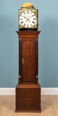 Lot 112 - An early 19th century oak and mahogany 30 hour...