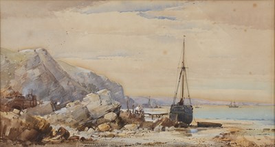 Lot 393 - George Wolfe (1834-1890) Loading the boat,...