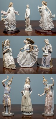 Lot 257 - A group of nine Lladro figurines to include...