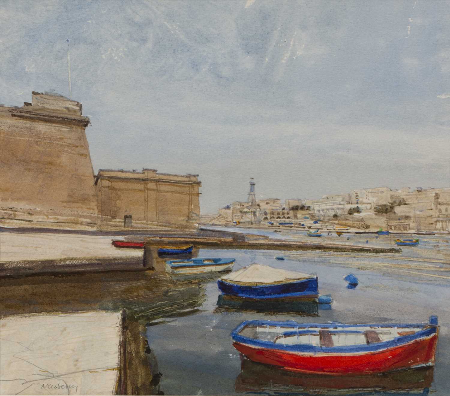 Lot 559 - John Newberry (b. 1934) 'Boats at Karkala',...