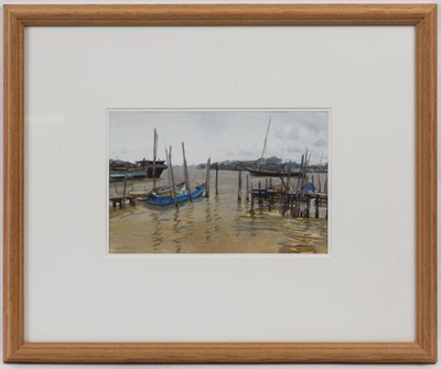 Lot 559 - John Newberry (b. 1934) 'Boats at Karkala',...
