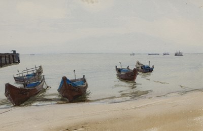 Lot 559 - John Newberry (b. 1934) 'Boats at Karkala',...