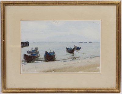 Lot 559 - John Newberry (b. 1934) 'Boats at Karkala',...