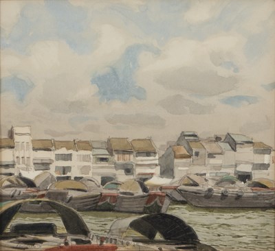 Lot 560 - John Newberry (b. 1934) Singapore river with...