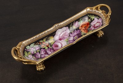 Lot 306 - Derby porcelain pen tray 19th Century, painted...