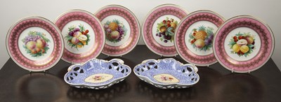 Lot 309 - Set of six pattern 3784 fruit plates 19th...