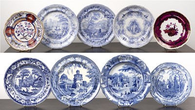 Lot 311 - Group of blue transfer and other plates...