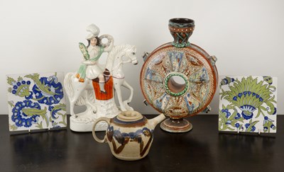 Lot 314 - Group of pieces including a Staffordshire...