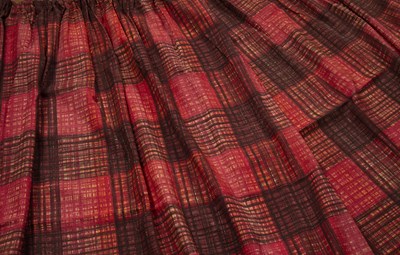 Lot 348 - Two pairs of vintage curtains with orange, red...