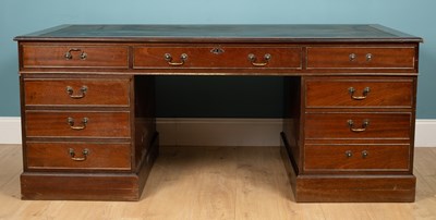 Lot 264 - A pedestal desk, mahogany, three drawers with...