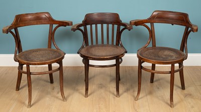 Lot 266 - A set of three Bentwood circular armchairs,...