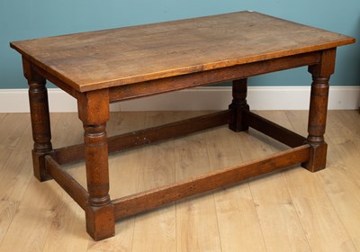 Lot 253 - An oak table, 153cm w x 87cm d x 74cm h