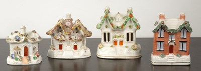 Lot 354 - Four Staffordshire pastille burners 19th...