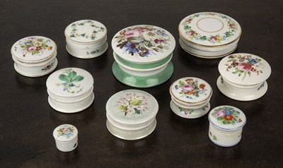 Lot 356 - Group of porcelain pin boxes 19th Century,...