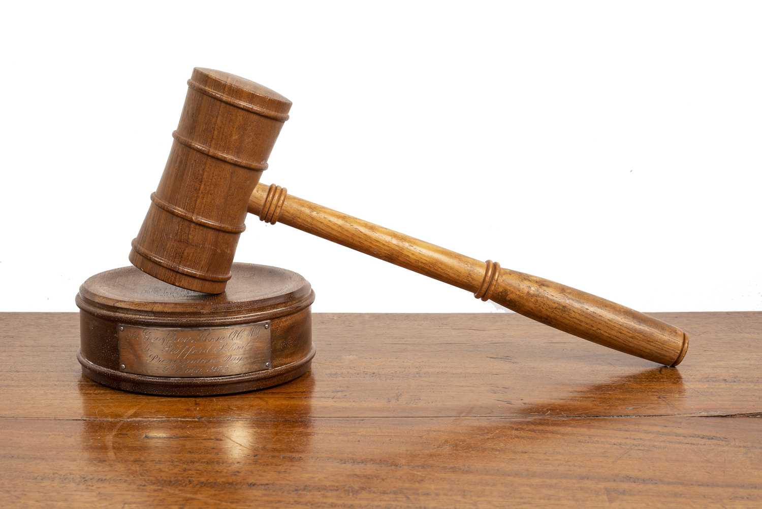 Lot 289 - Hardwood gavel and stand with presentation...