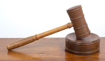 Lot 289 - Hardwood gavel and stand with presentation...