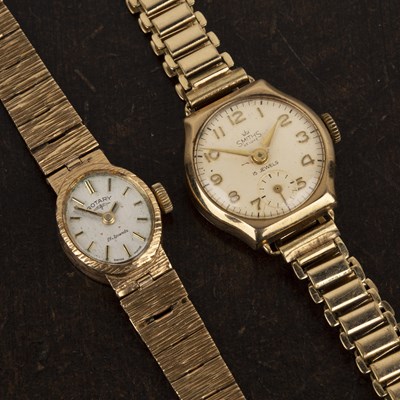 Lot 370 - Two ladies 9ct gold cased wrist watches  one...