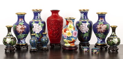 Lot 281 - Group of cloisonne vases Chinese, 20th Century,...