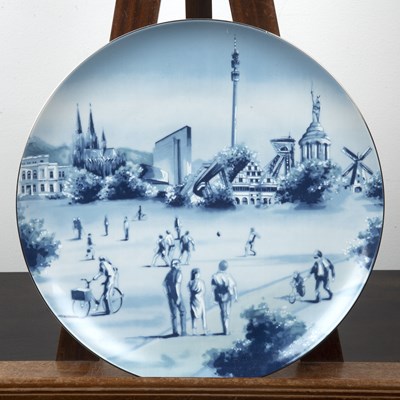 Lot 291 - Large Lusa contemporary porcelain plaque with...