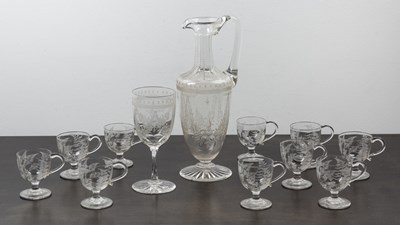 Lot 360 - Collection of etched glassware 19th Century...