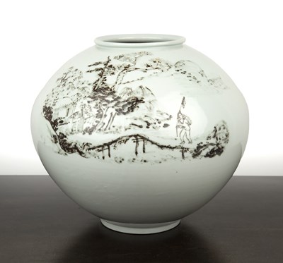 Lot 287 - White ground ovoid vase Japanese, 20th Century,...