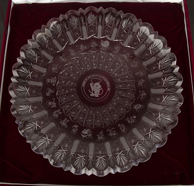 Lot 293 - Heavy presentation glass dish marked Games of...