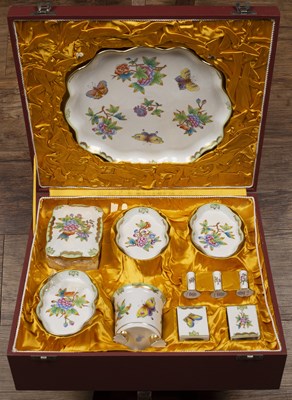 Lot 297 - Herend porcelain dressing table set decorated...