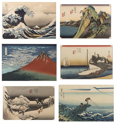 Lot 166 - Set of six woodblocks Japanese, 20th Century...