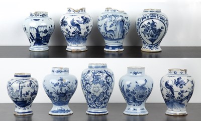 Lot 367 - Group of nine Delft vases 18th/19th Century,...