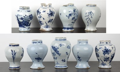 Lot 367 - Group of nine Delft vases 18th/19th Century,...