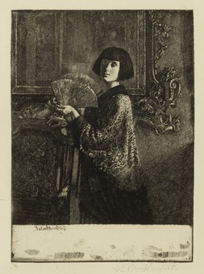 Lot 294 - Gerald Brockhurst (1890-1978) Woman with Fan...