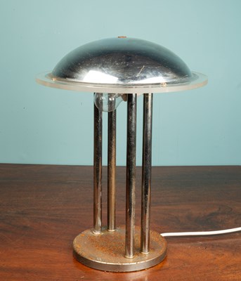 Lot 99 - A chrome art deco lamp, with a circular top,...