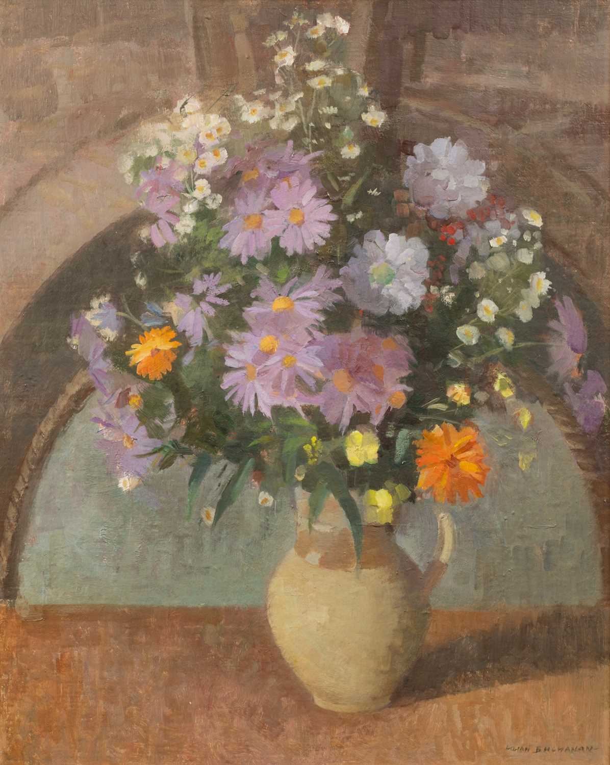 Lot 388 - Lilian Buchanan (British, b.1914 - d.2004), Still life depicting flowers in a jug