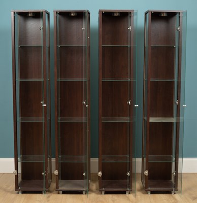 Lot 282 - Four display cabinets, mahogany, with glass...