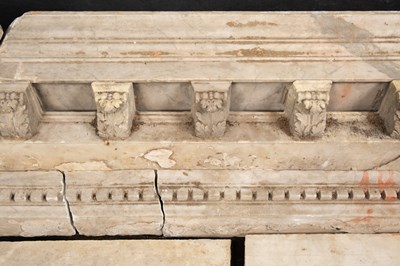 Lot 1141 - A grand 18th century grey-veined marble chimneypiece