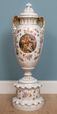 Lot 111 - A large continental porcelain vase and cover...