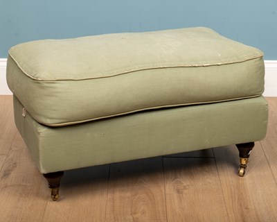 Lot 176 - A rectangular green upholstered footstool on...