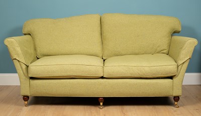 Lot 277 - A green flecked sofa, mahogany, with squared...